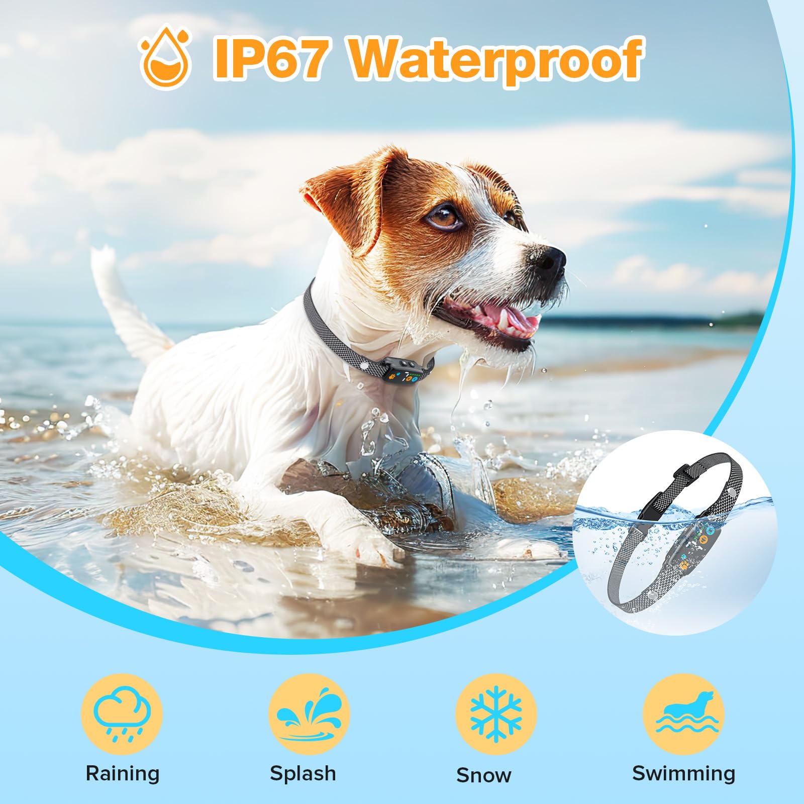 Collar Antiladridos para Perros, Collar Vibración Recargable, Súper Ligero, 3 Modos y 7 Niveles de Sensibilidad, Detección Inteligente de Ladridos, Impermeable IP67 para Perros Pequeños