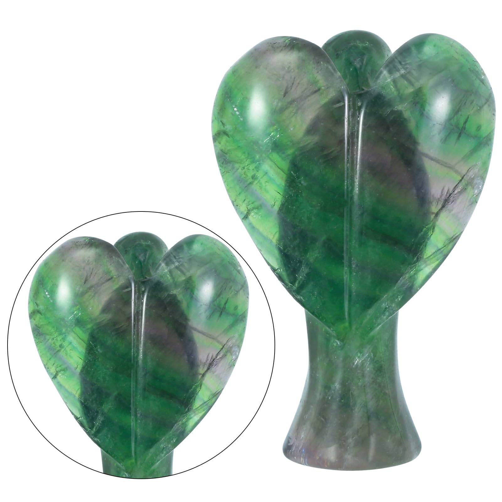 mookaitedecor Figurine d'ange Gardien en Pierre de Cristal de 7cm avec des Ailes en Forme de Coeur, Décoration de Maison d'ange sculptée à la Main pour Protection et Bonne Chance, Fluorine