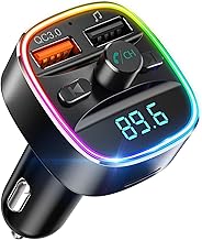 Nulaxy Bluetooth FM Transmitter, Bluetooth Car Adapter with Dual USB Charger Wireless Radio Car Kit MP3 Player Support TF Card & USB Disk, Hands-Free Calling, 7 Colors Led Backlit Light, Black