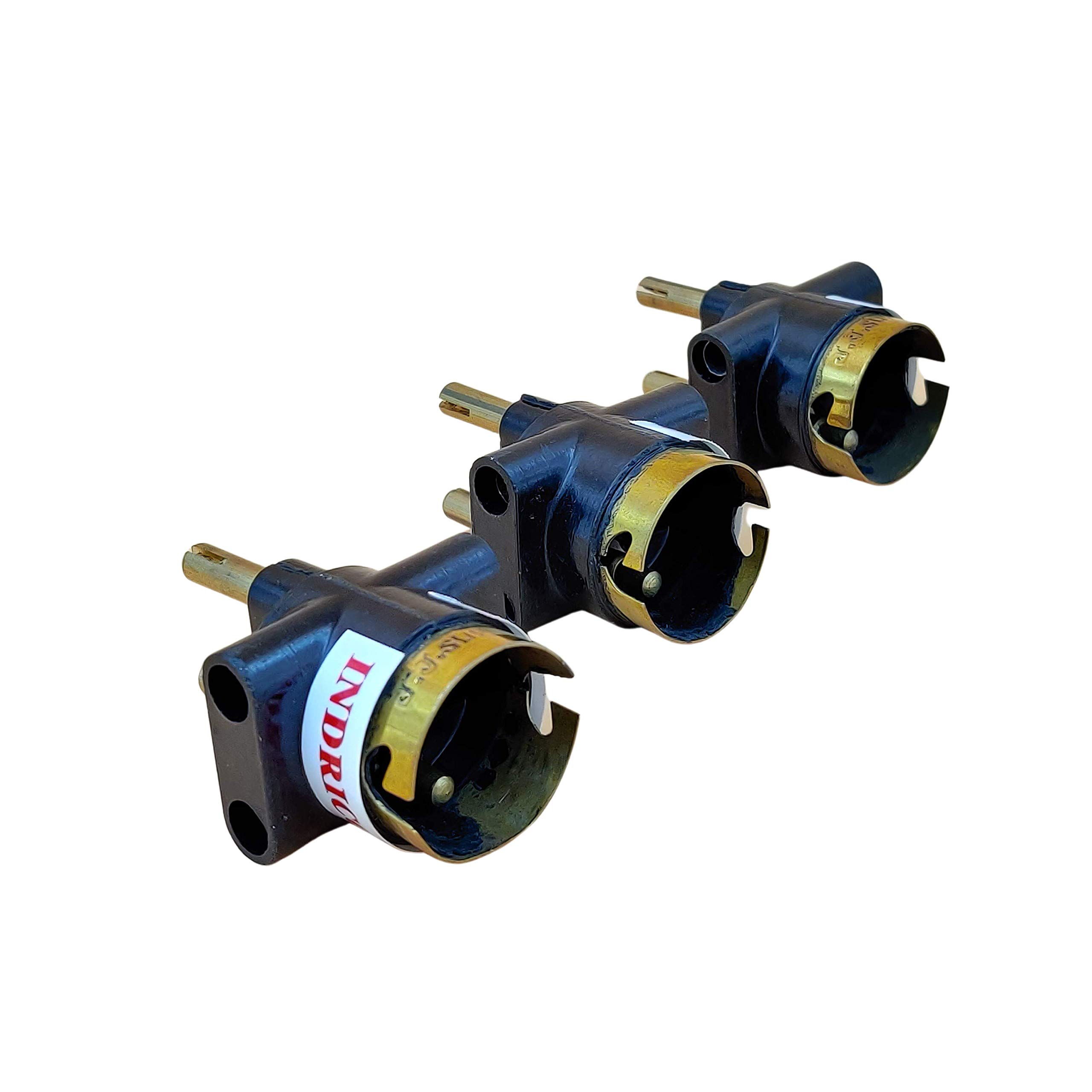 INDRICO 2 Pin Parallel Adapter Multi Outlet Plug with Blub Holder Sockets Brass Connector PVC Black Pack of 3-image-21