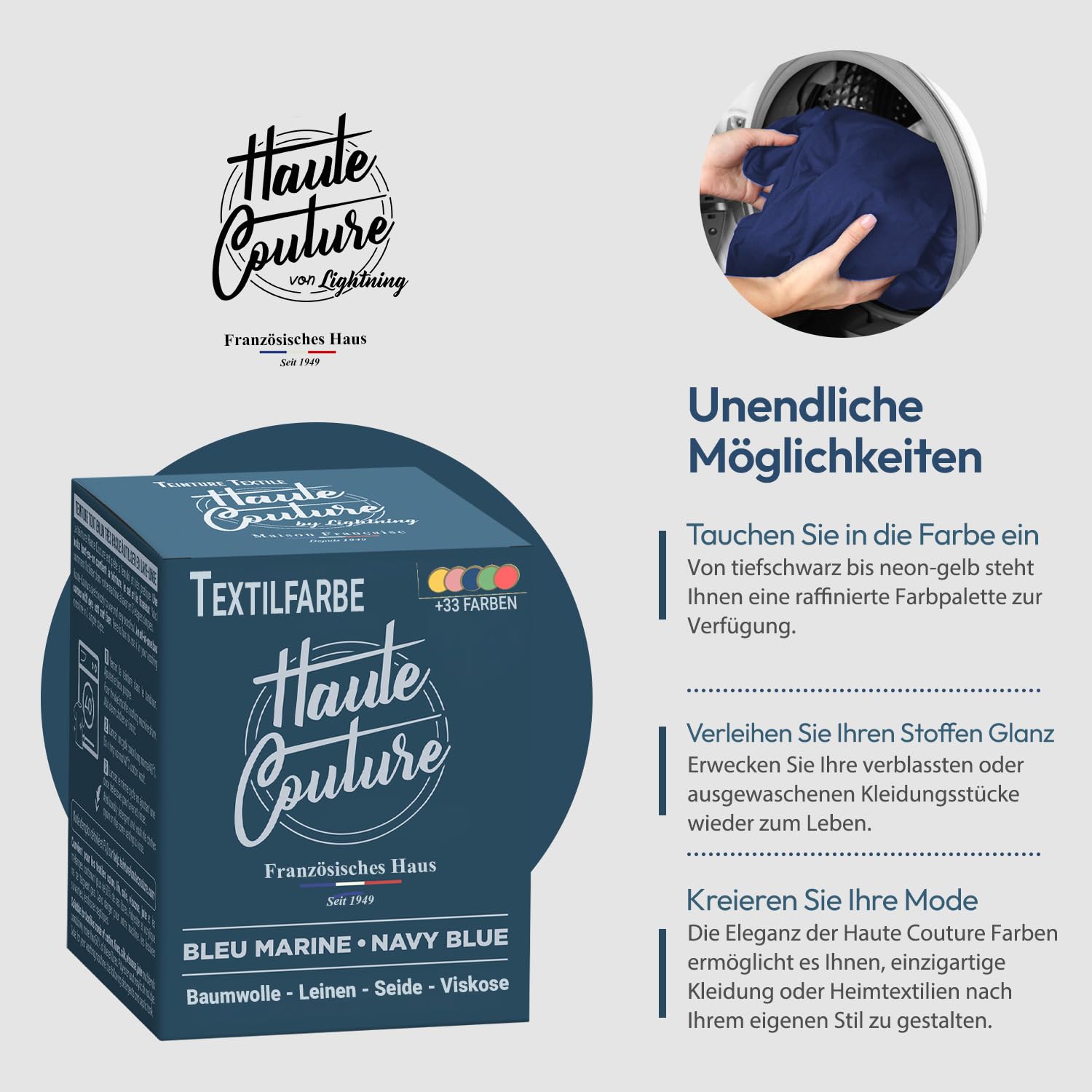 Haute Couture - Textilfarbe All-in-One - MarineBlau - 3x350g