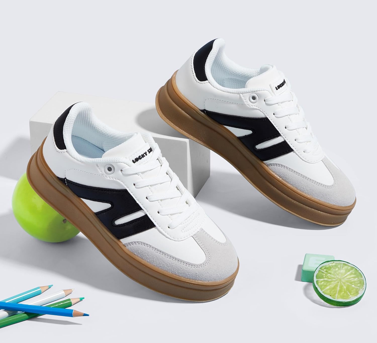 LUCKY STEP Boys Girls Platform Sneakers Fashion Casual Non Slip Walking Shoes Classic Retro Tennis Sneaker for Big Kids - Image 9