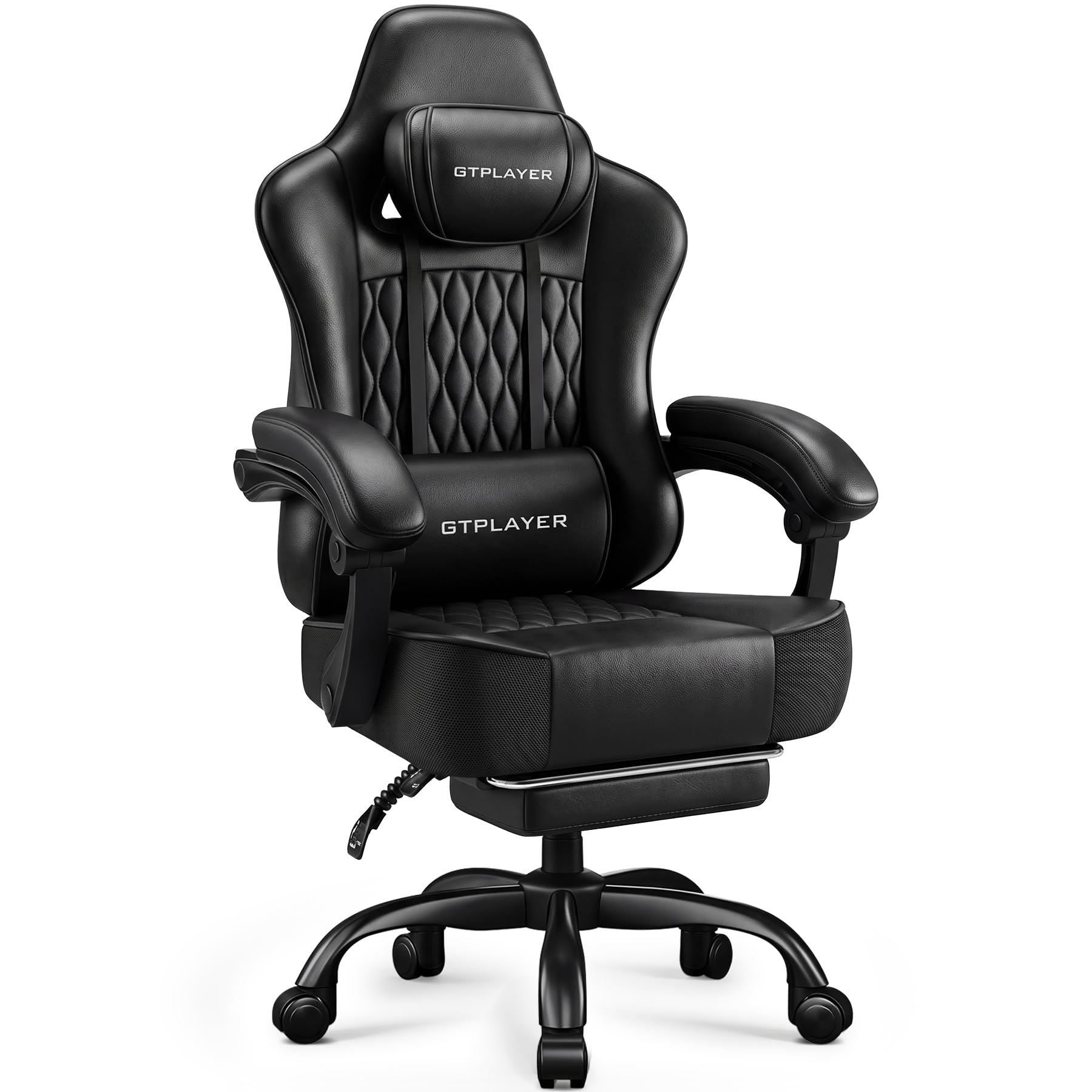 高級　レトロ　ブラック　レザー　チェア バー　ゲーミング　オフィス　椅子　昇降2 Amazon.co.jp: GTPLAYER ゲーミングチェア PUレザー かっこいい