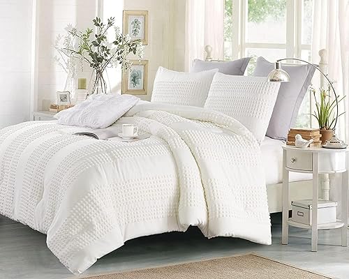 Miniatura 7 de Lalawat Export - Funda de edredón suave y ligera, 100 % algodón, 3 piezas, color marfil, tamaño Queen, funda de edredón (funda de edredón 90 x 90