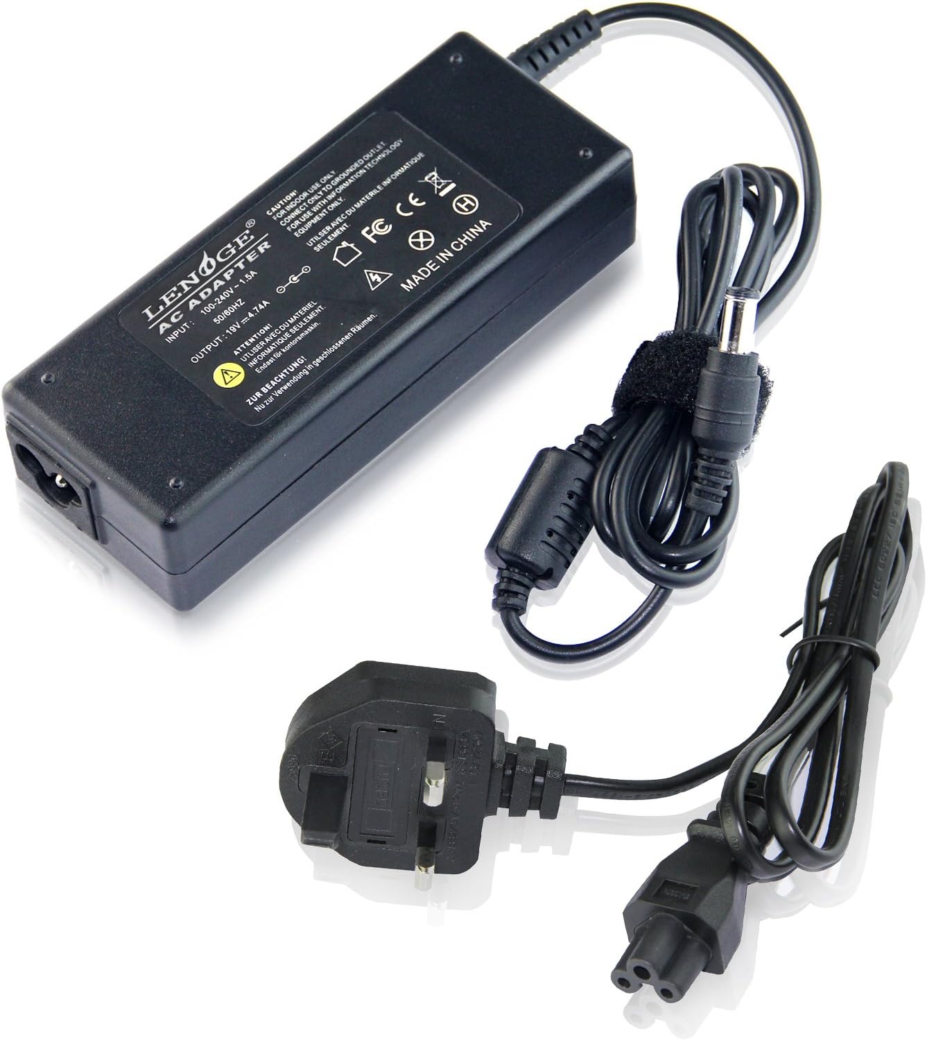 FOR SONY VAIO PCG-7185M LAPTOP CHARGER AC ADAPTER 19.5V 4.7A 90W MAINS BATTERY POWER SUPPLY UNIT INCLUDES POWER CORD C5 CABLE MAINS CLOVER LEAF 3 PRONG UK PLUG LEAD
