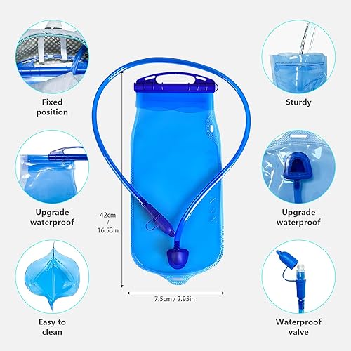 Miniatura 4 de Mochila de hidratación con bolsa de agua de 2 L, mochila de botella de agua para mujeres y hombres, mochila de agua ultraligera de 5 onzas para