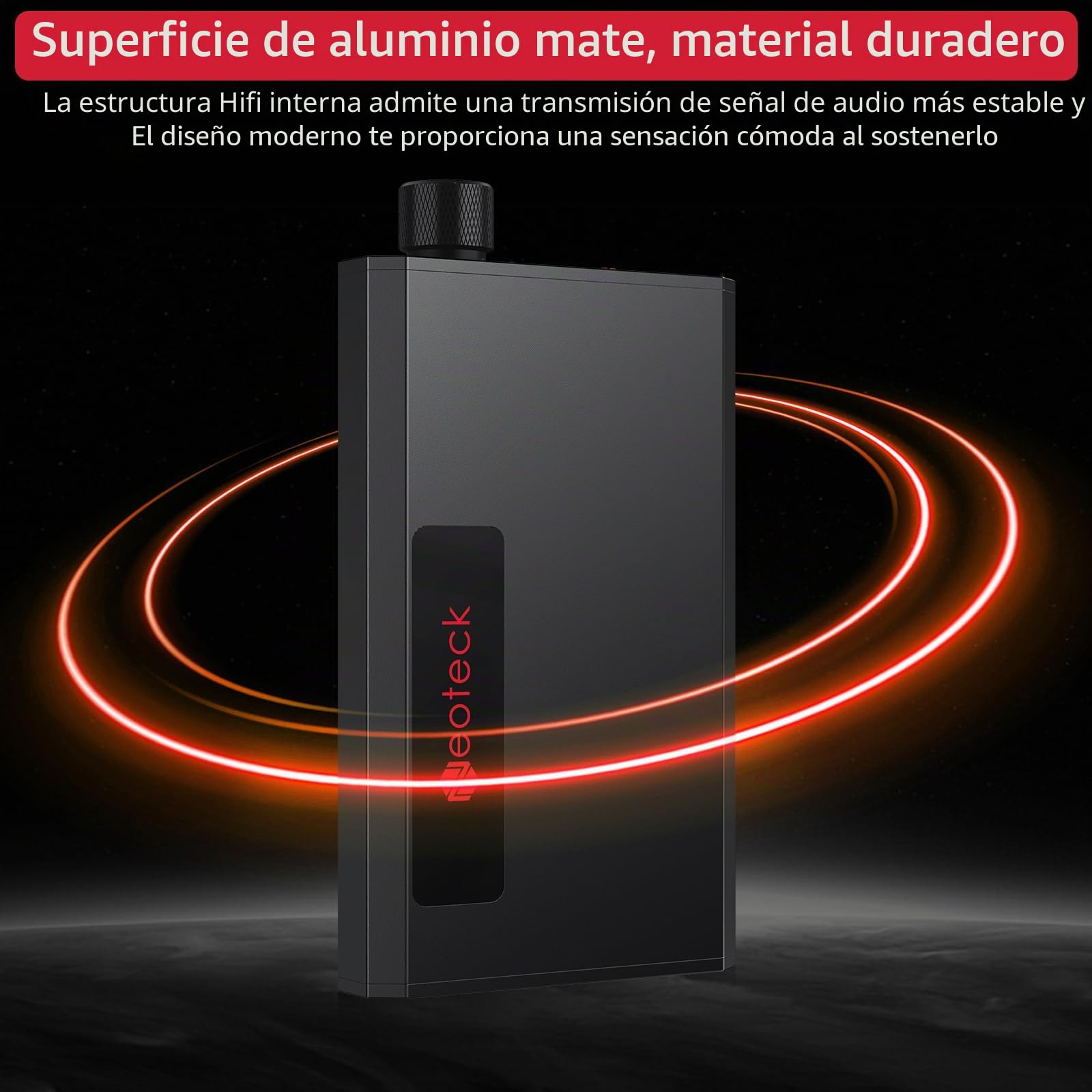 Neoteck 3,5mm Amplificador de Auriculares Portátil Amplificador de Auriculares de Bajo con Receptor Bluetooth 5.1 16-300 Ohm Amplificador de Auriculares HiFi con Interruptor de Refuerzo de Graves