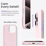 ORNARTO Compatible with iPhone 15 Pro Case 6.1, Slim Liquid Silicone 3 Layers Full Covered Soft Gel Rubber Phone Case Protective Cover 6.1 Inch, Chalk Pink