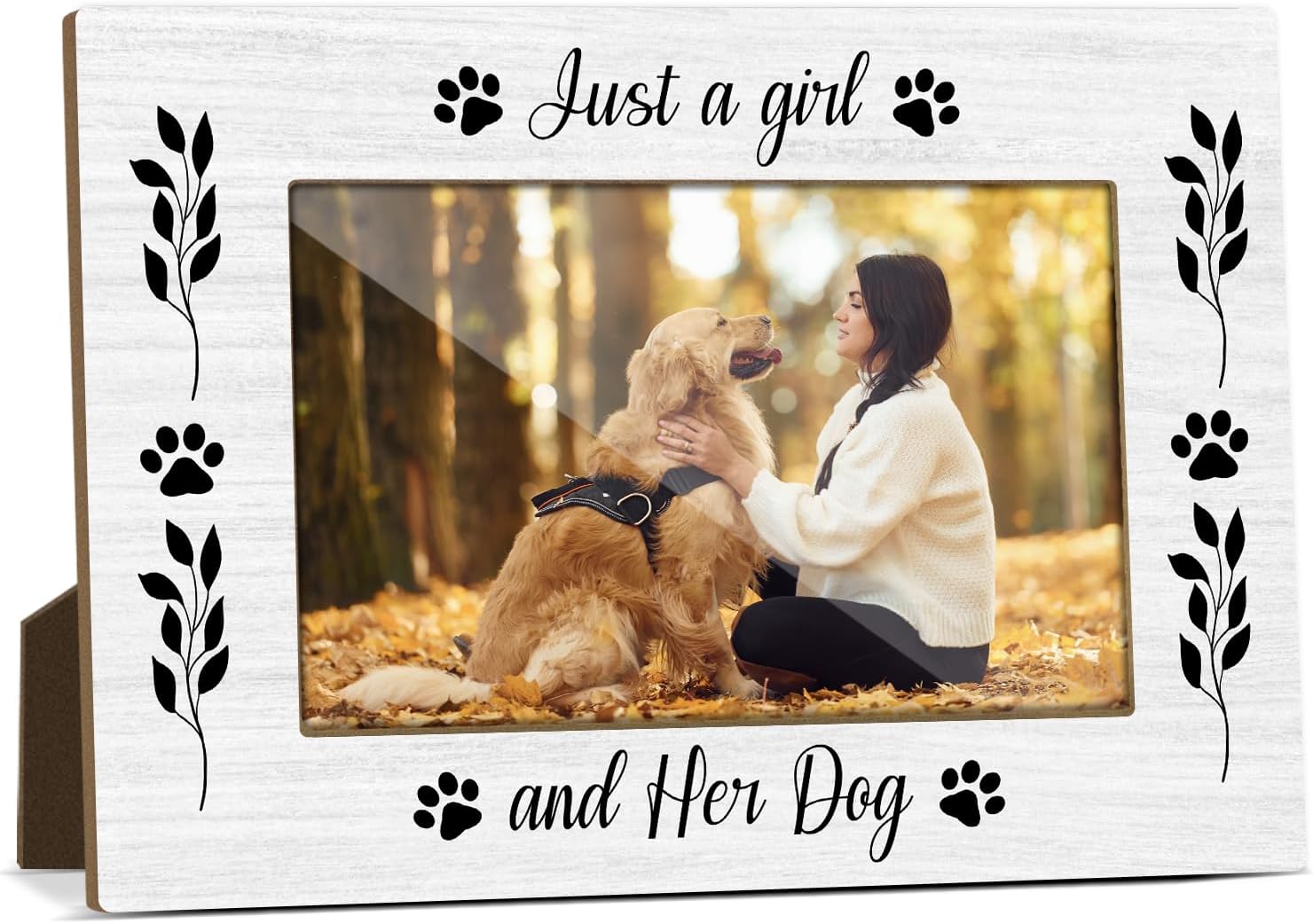 Dog Picture Frame -Just a Girl And Her Dog, Dogs Lover Gifts for Pet Owner Dogs Mom, 4x6 Photo Frames Tabletop Display for Home Office Desk Decor -28