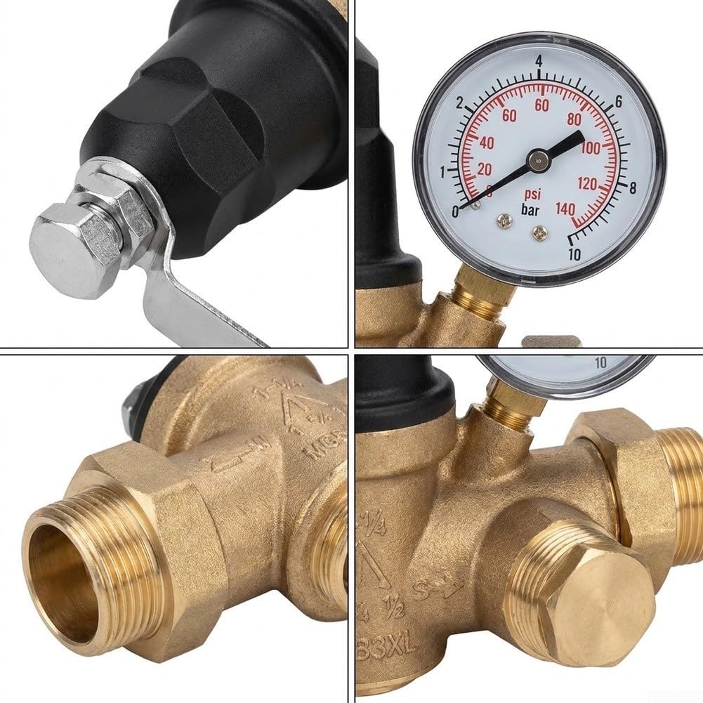 Válvula Reductora de Presión Ajustable para latón DN20 3/4 con para filtro Malla para Agua Fría Caliente hasta 120C Protección (1)