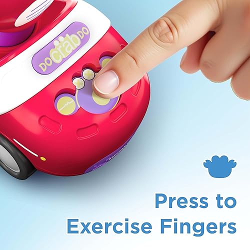 Miniatura 4 de iPlay, iLearn Press to Go - Juego de juguetes de cangrejo para niños pequeños de 1 a 3 años, coches de carreras de fricción para bebés, juego de