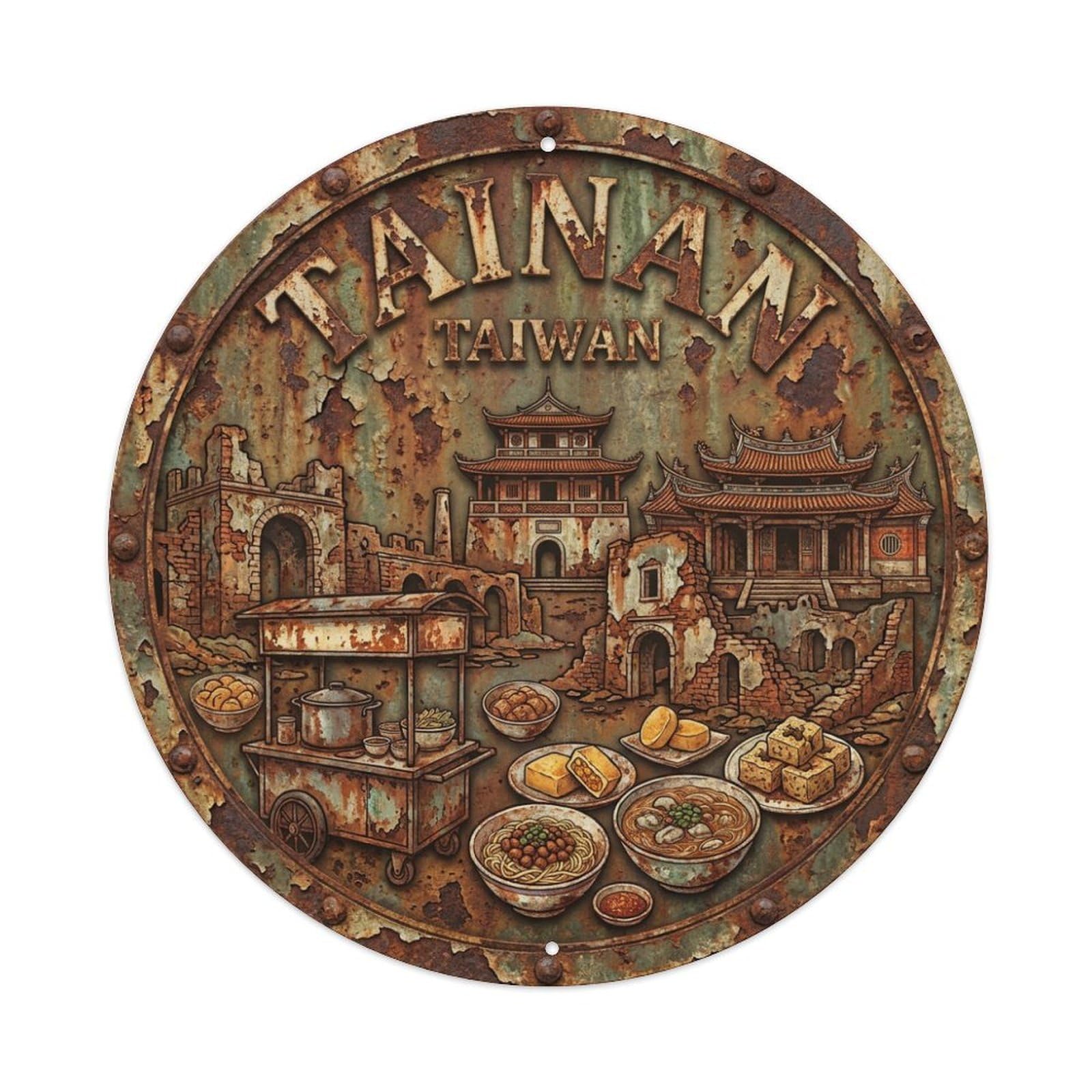 Este 8X8inch Style Retro Travel Taiwan Tainan Metal Tin Sign