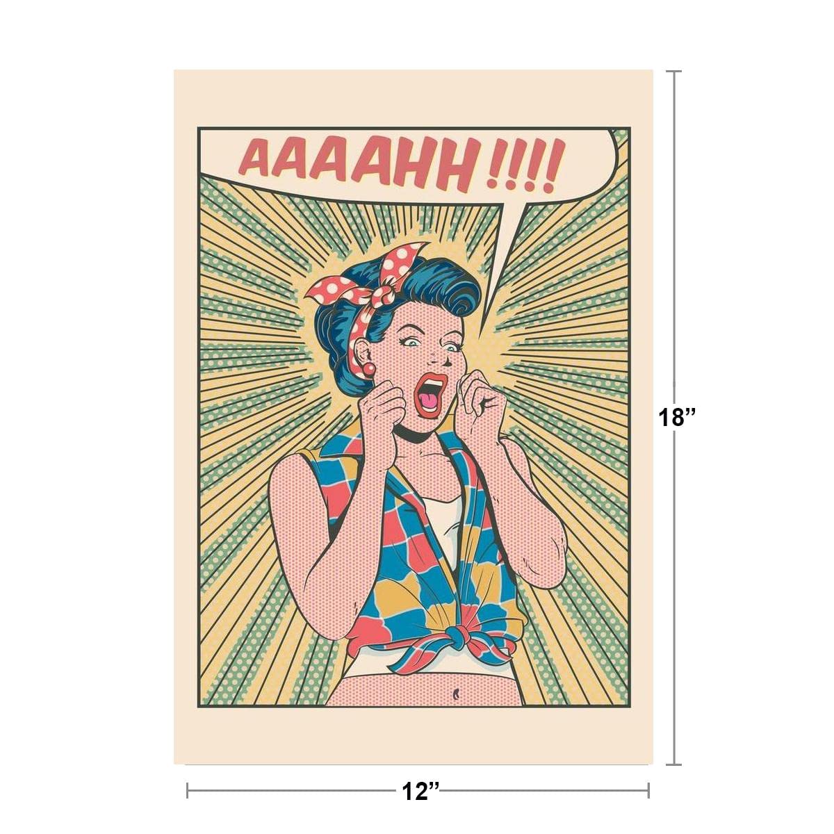 Amazon.com: Desperate Woman Screaming Retro Style Illustration