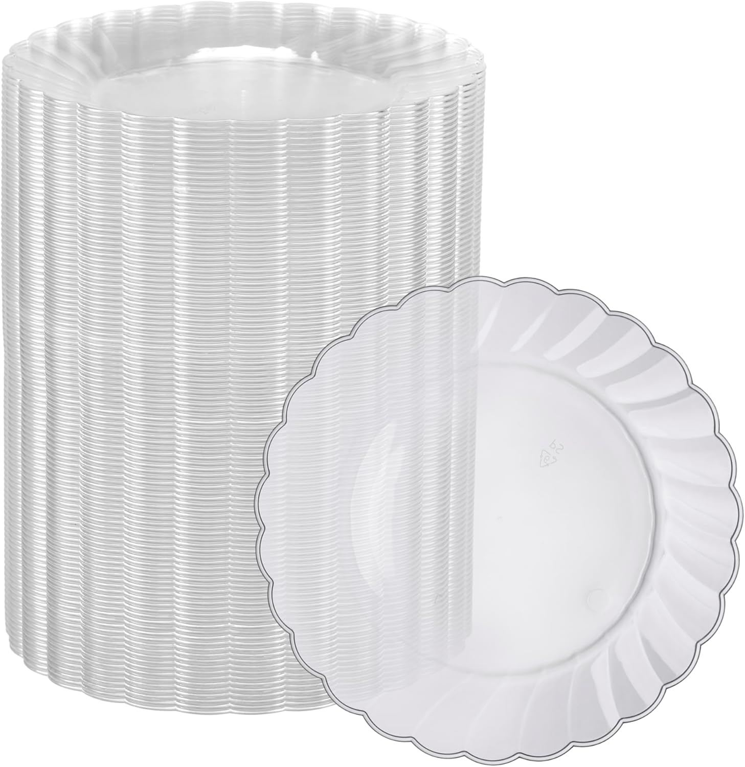 Oasis Creations Premium Hard Plastic Plate Set 100 x 6” Clear Round Plates - Washable & Reusable - Party Supplies For Birthdays, Celebrations, Buffets, Fiestas, Catering & More