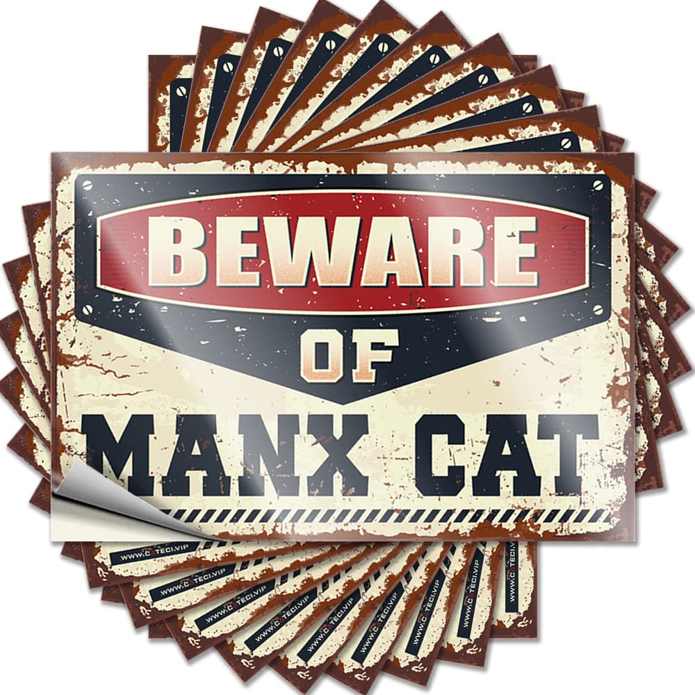 Sticker Spring | Good Hard Beware of Manx Cat for Girls(12X18CM)