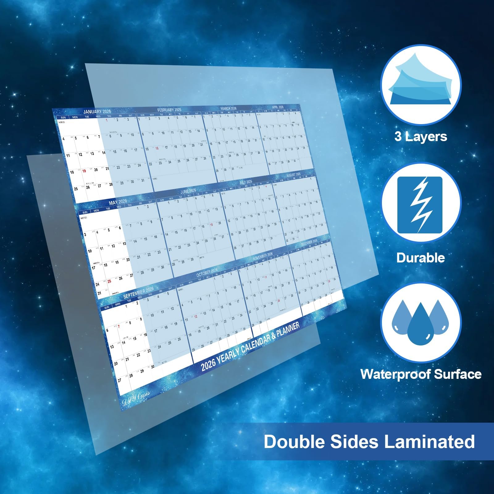 Snapklik 24 X 36 2026 Wall Calendar Dry Erase Large Starry