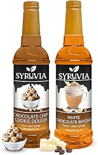 Chocolate Chip Cookie Dough & White Chocolate Mocha Coffee Syrup - 25.4 fl oz Premium Coffee Flavoring Syrup. Kosher and Gluten-Free. Perfect for Drinks, Sodas, Shakes, Desserts, & More.