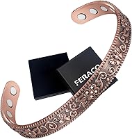 Vista 10 de Feraco Pulsera de Cobre Puro para Mujeres, Brazalete Magnético de Ultra Fuerza con Imanes de Neodimio, 99.99% Joyería de Cobre Regalo, Trenzado