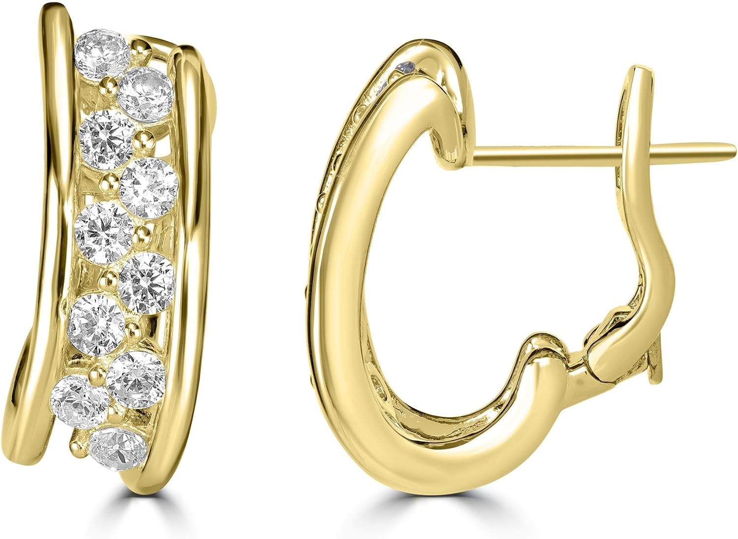 Kathy Levine Sterling Silver Cubic Zirconia Hoop Earrings