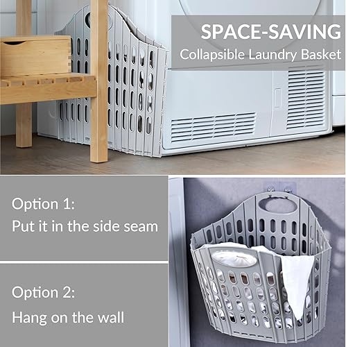 Miniatura 3 de Paquete de 3 cestas de lavandería plegables de plástico, bolsa de compras con asa, cesta de ropa versátil para ahorrar espacio, cesta de ropa para