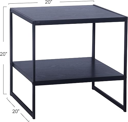 Miniatura 3 de Household Essentials Jamestown - Mesa de sofá de madera de roble negro y metal negro