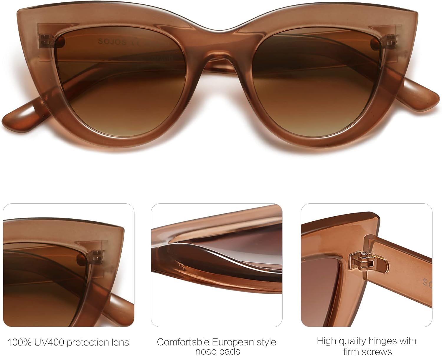 SOJOS Retro Small Vintage Cat Eye Sunglasses for Women Cute Fashion UV400 Sunnies SJ2939 - Image 4