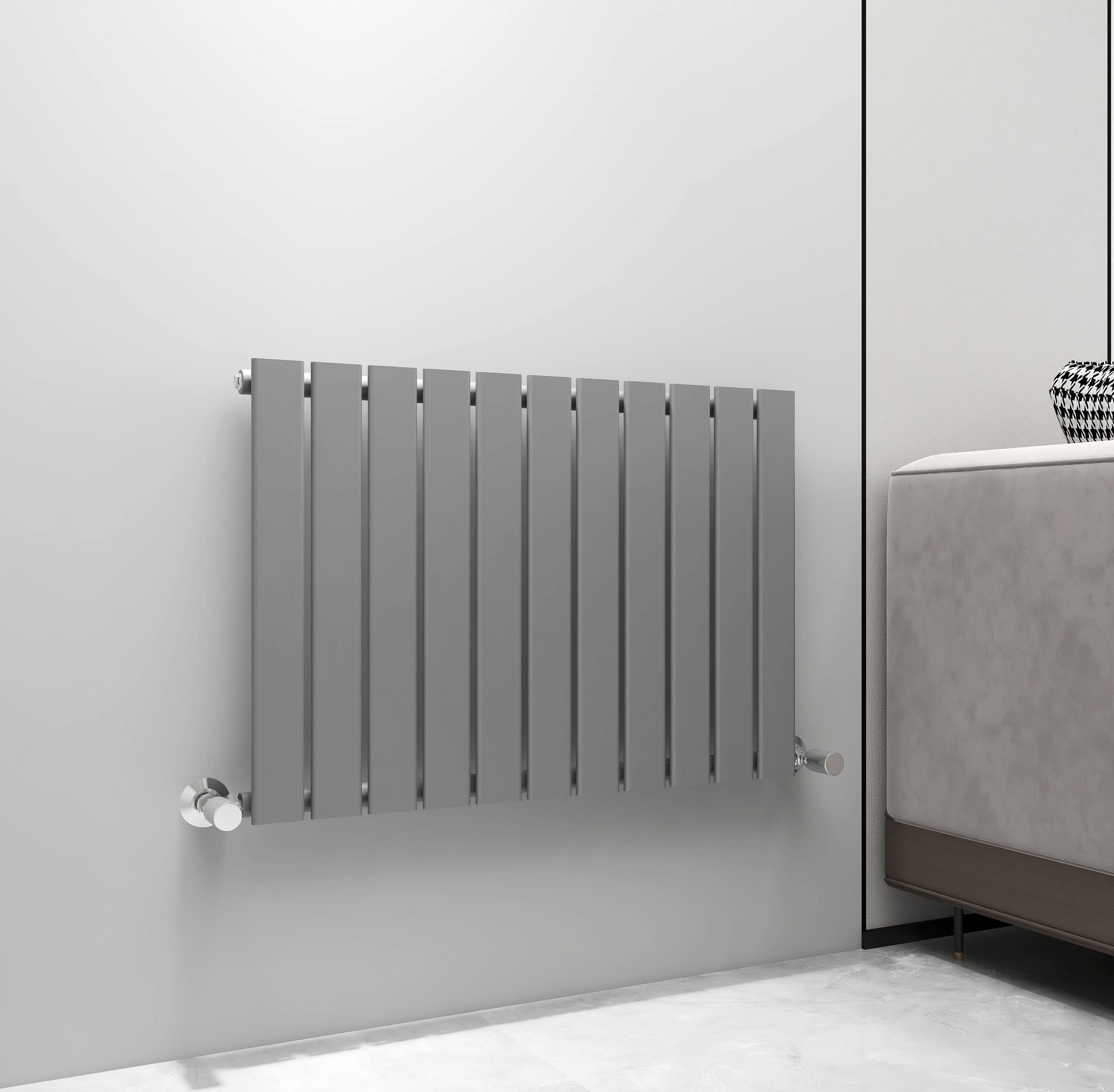 Mcc Direct Anthracite Radiator Horizontal Vertical Designer Flat Panel Central Heating Radiator 600Mm Height (600X748mm Single, )