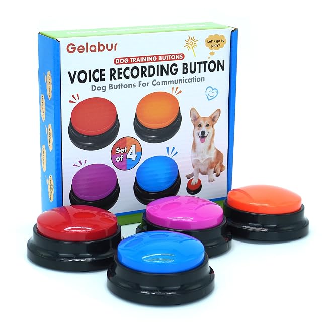 Gelabur Juego de 4 botones para perros para comunicación, botones grabables de voz para aula
