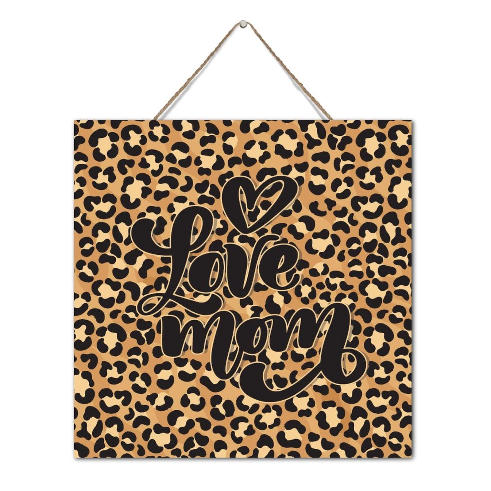 Panneau de cuisine rétro en bois Love Mom déco rustique 30x30 cm
