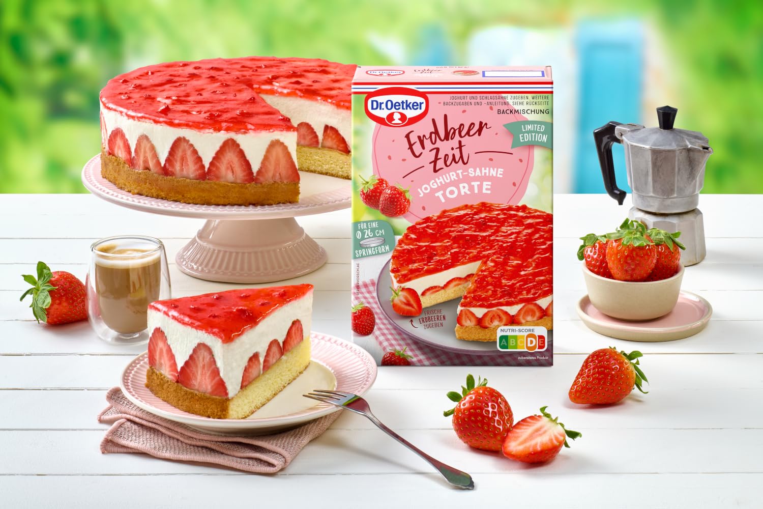 Dr. Oetker Erdbeer-Zeit, 8er Probier-Set Kuchen-Backmischung für 2x Maulwurf Kuchen, 2x Törtchen, 2x Tiramisu Schnitten und 2x Joghurt-Sahne-Torte, 8 verschiedene Erdbeerkuchen