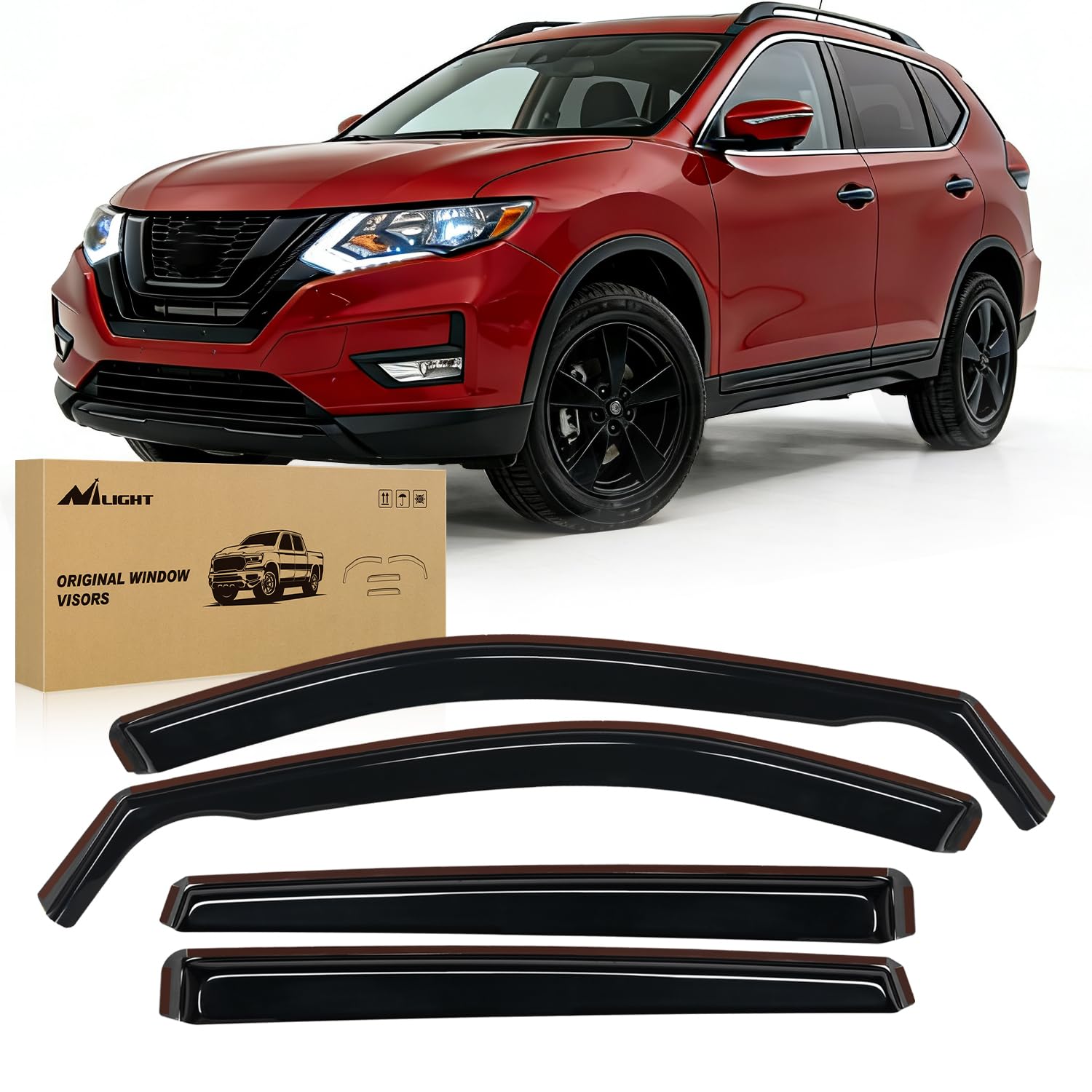 Nilight in Channel Rain Guards for Nissan Rogue 2014-2020, 4PCS