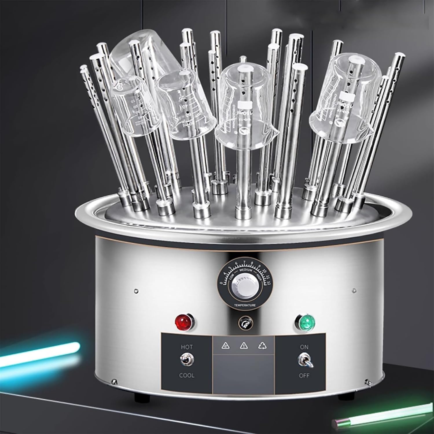 Stendibiancheria da laboratorio, asciugatrice per vetreria con 20 tubi in acciaio inossidabile, temperatura regolabile 40-120 ℃, tempo di asciugatura 8-10 min per bicchieri, provette, pipette
