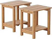 Vista 23 de MXIMU Mesa auxiliar exterior Adirondack de doble capa, mesas laterales exteriores cuadradas resistentes al clima, mesa auxiliar exterior