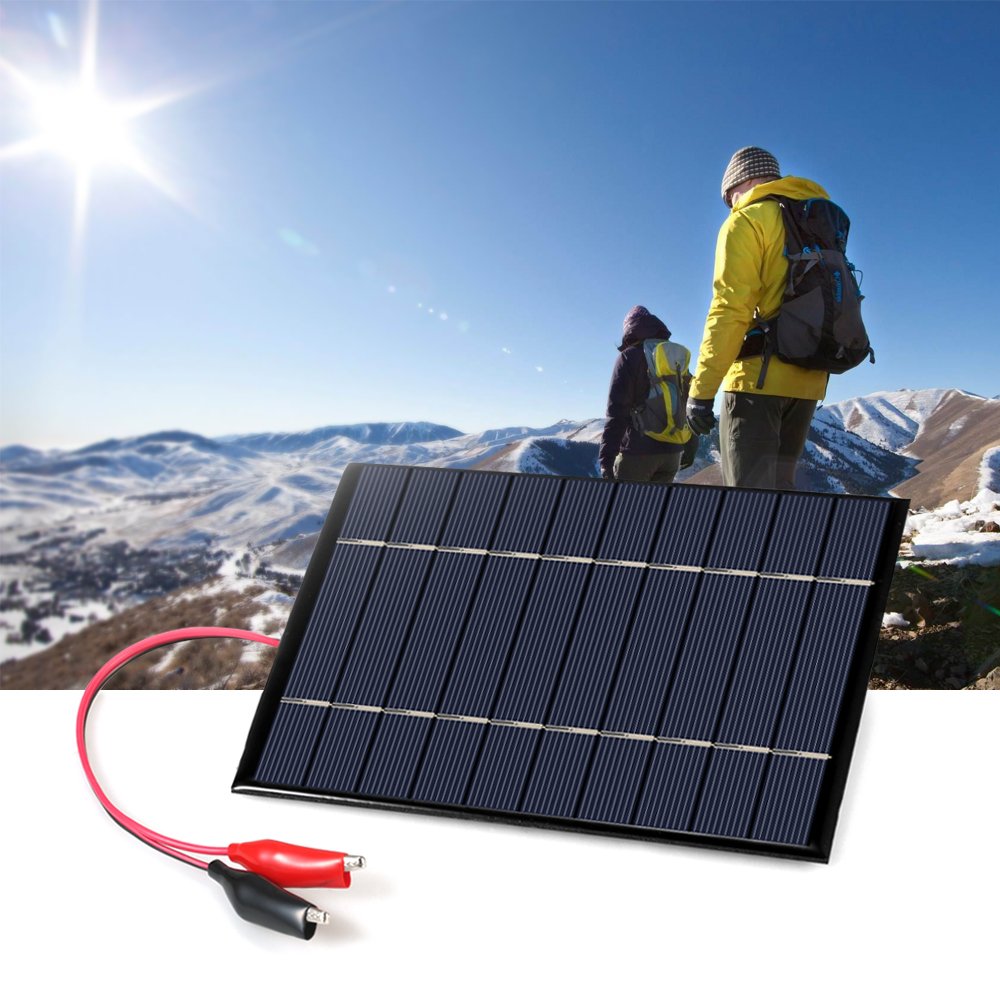 Decdeal Panel słoneczny, moduł solarny, ogniwo fotowoltaiczne z zaciskami krokodylkowymi 2,5 W, 5 V