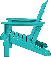 Vista 63 de KINGYES - Silla Adirondack plegable, sillas de patio de polietileno de alta densidad para todo tipo de clima, silla de césped con textura de madera