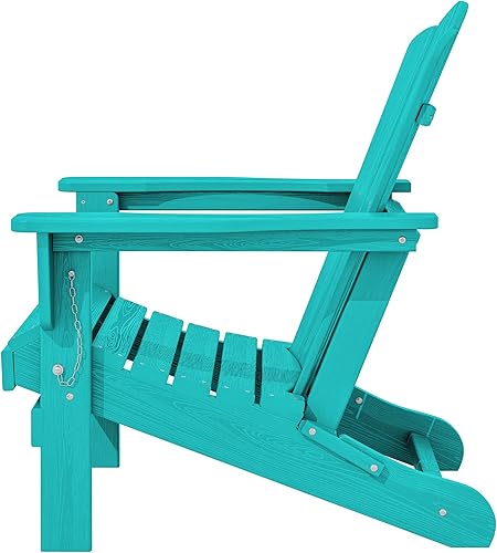 Vista 34 de KINGYES - Silla Adirondack plegable, sillas de patio de polietileno de alta densidad para todo tipo de clima, silla de césped con textura de madera