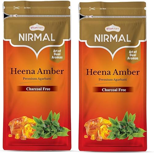 Nirmal Heena Amber Premium Fragancia 200 varillas de incienso Agarbatti por Shubhkart (paquete de 2)
