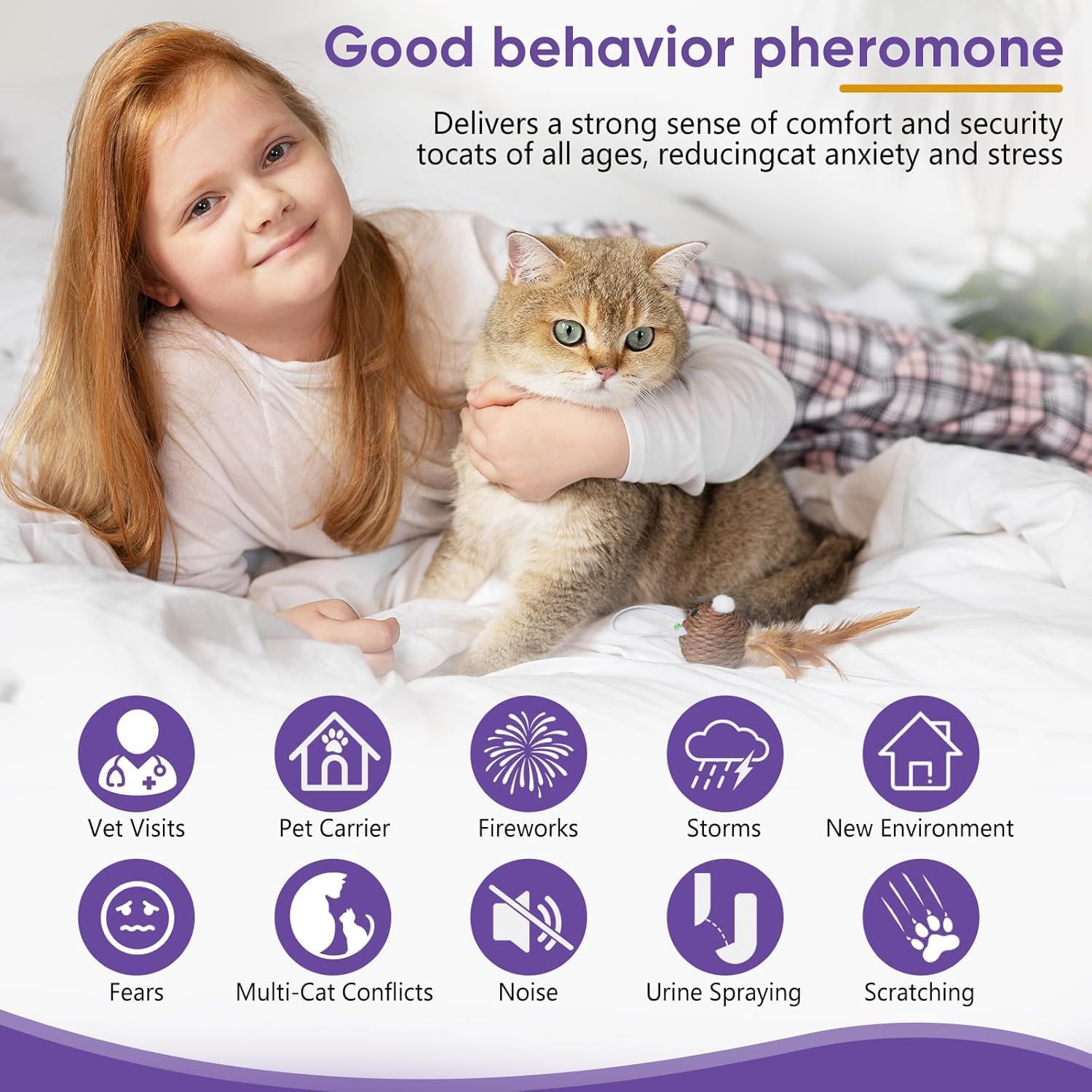 Cat Calming Pheromone Diffuser Kit, 2 Plug-Ins + 4 Refills (48ml Each), Long-Lasting Stress & Anxiety Relief, Reduces Fighting, Spraying & Scratching, Safe & Drug-Free Comfort for All Cats and Kittens - Image 4