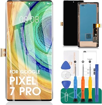OLED for Google Pixel 7 Pro 5G Screen Replacement for Google Pixel 7 Pro GP4BC GE2AE LCD Display for Google Pixel 7 Pro Digitizer Touch Screen Assembly Replacement 5G with Frame