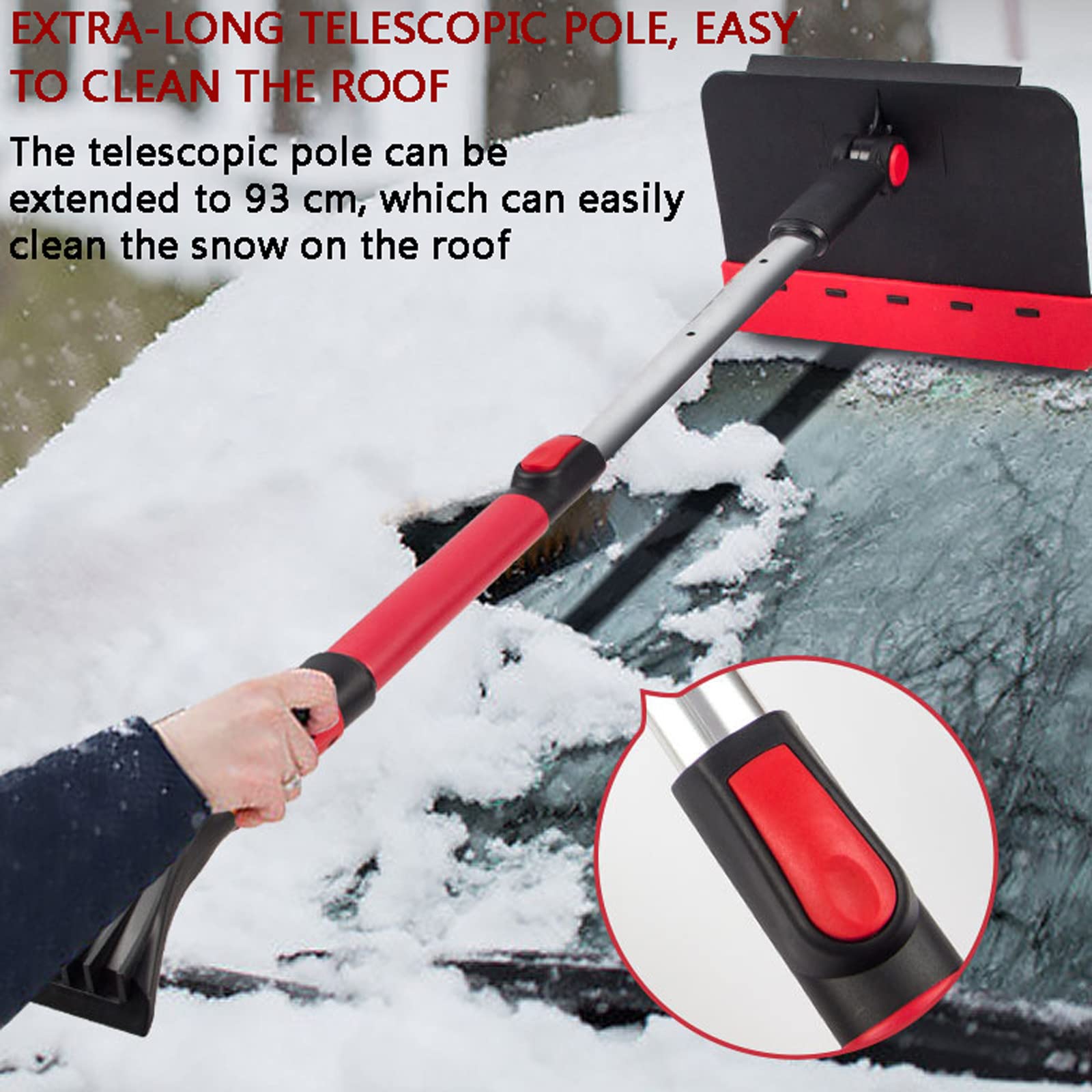 Brosse à Neige Grattoir à Glace Pelle à Neige 91,4 cm Grattoir à Glace pour Pare-Brise de Voiture, Brosse à Neige Extensible pour enlever Les Feuilles avec Scaregee pour Pare-Brise de Voiture