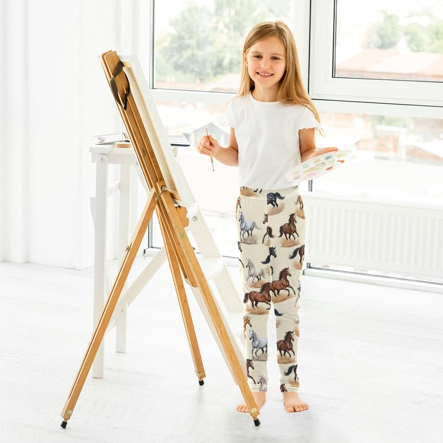 GAIREG Printed Girls Leggings Running Horses