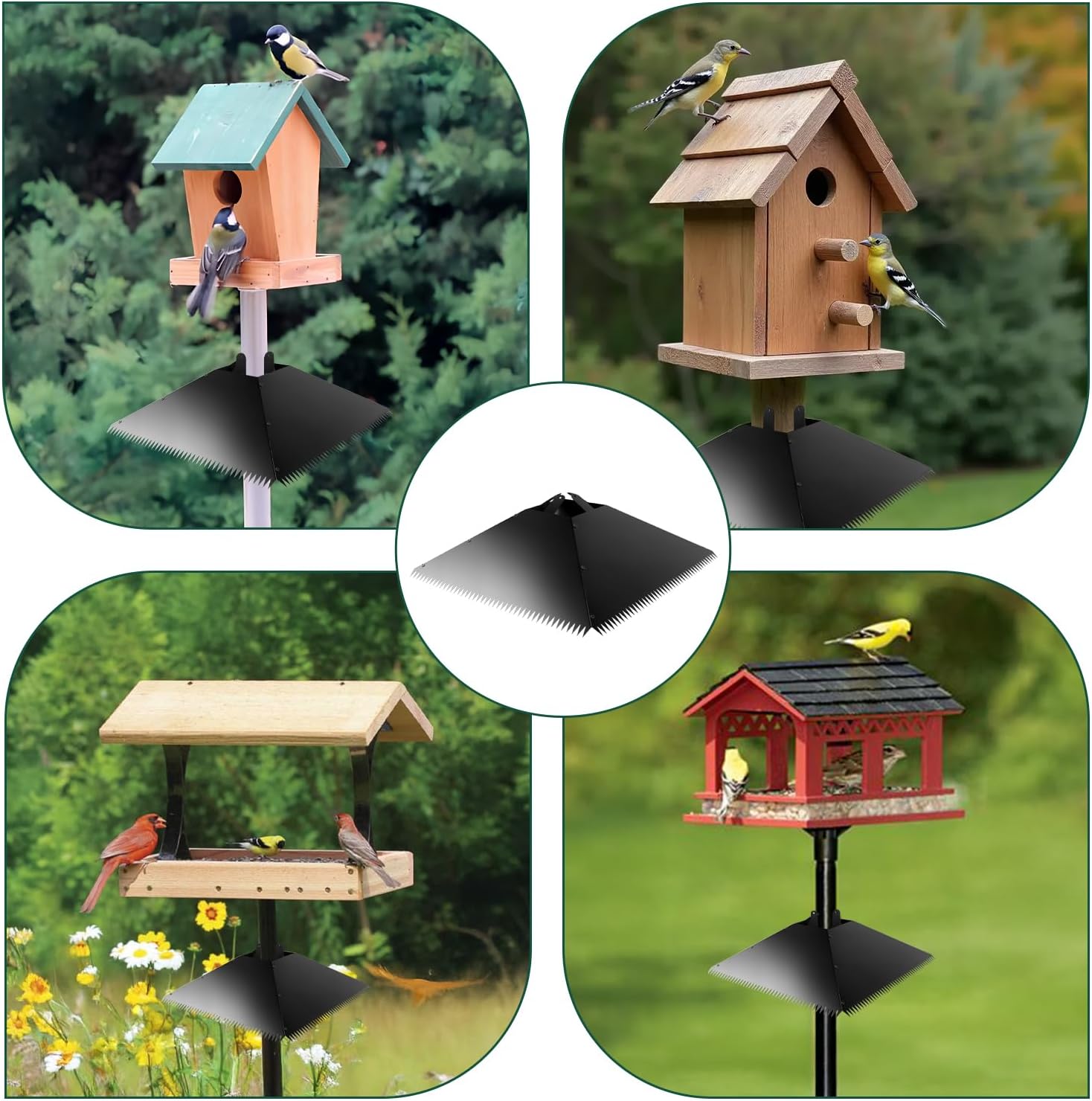 Metal Squirrel Baffle for 4x4 Post, 17 Inch Squirrel Guard for for Bird Feeder Poles, Wooden Pole Mount Squirrel Proof to Keep Squirrels and Raccoons Out of Bird feeders, Black
