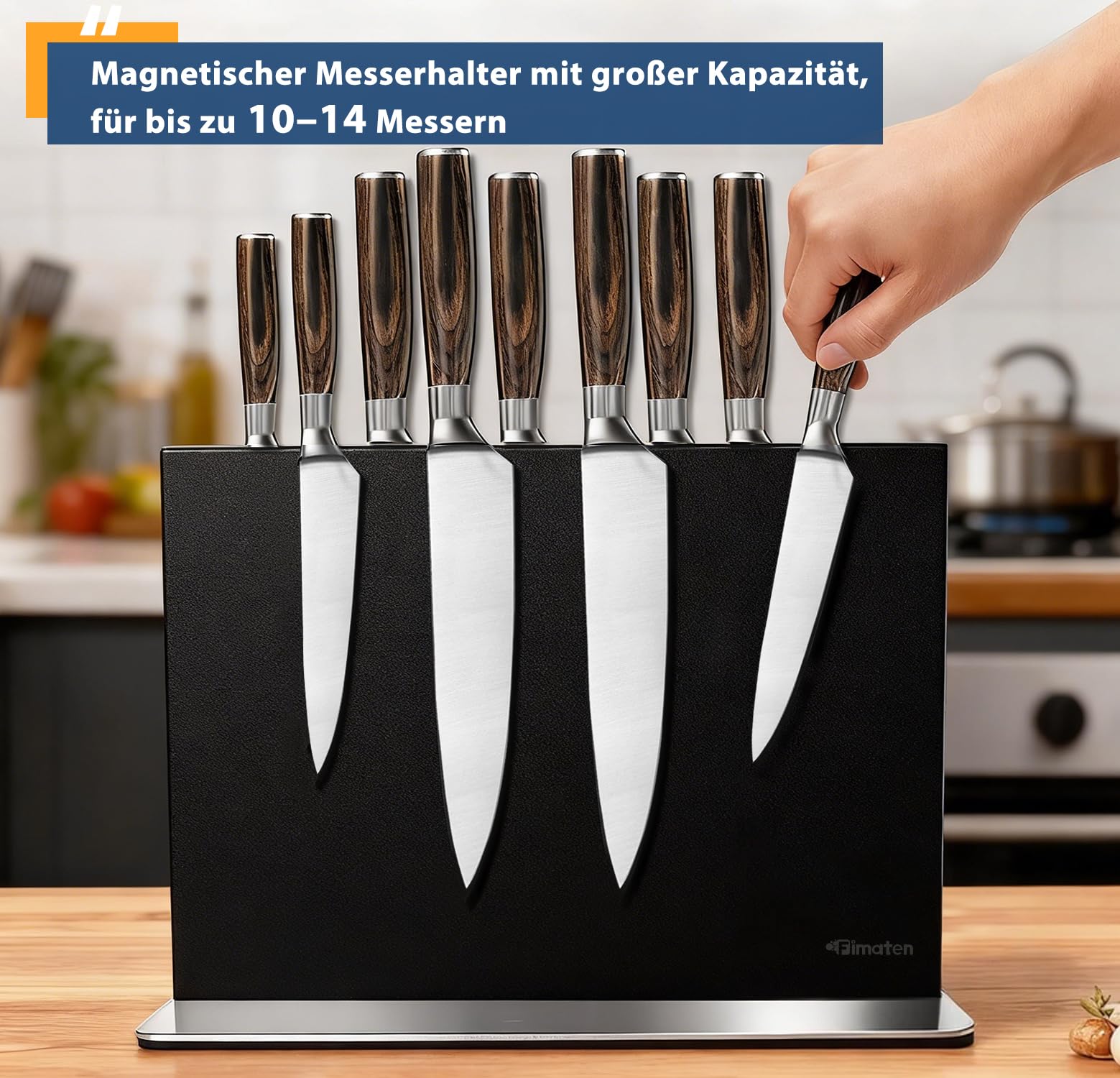 Magnetyczny blok na noże bez noża – czarny, mocny magnetyczny i dwustronny blok na noże ze stali nierdzewnej, do noży i narzędzi, uniwersalny magnetyczny uchwyt na noże do kuchni i warsztatu