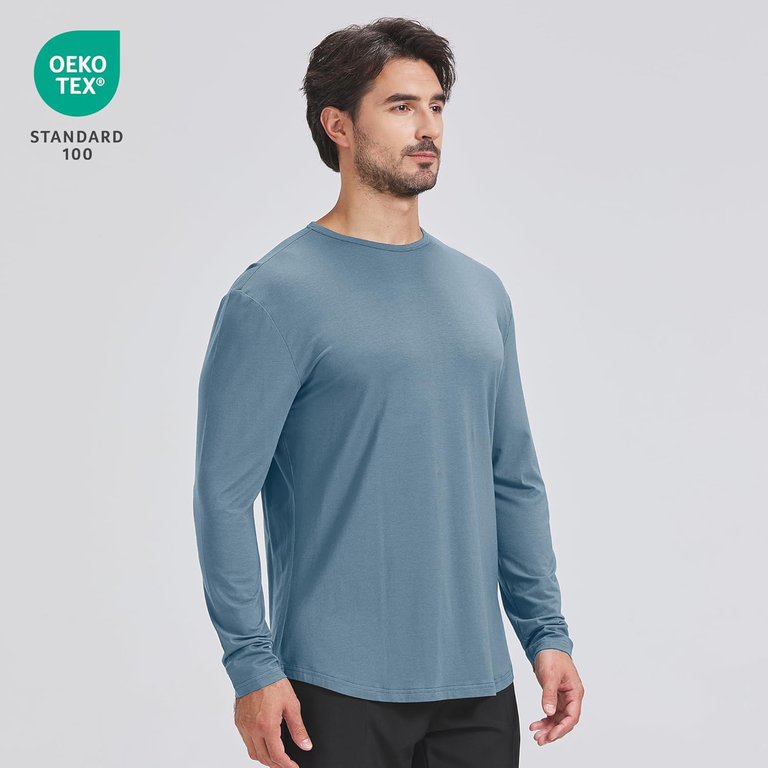 netdraw Men's Ultra-Soft Bamboo Viscose T-Shirt, Curved Hem Lightweight Cooling Cotton Blend Casual Tee - Image 4