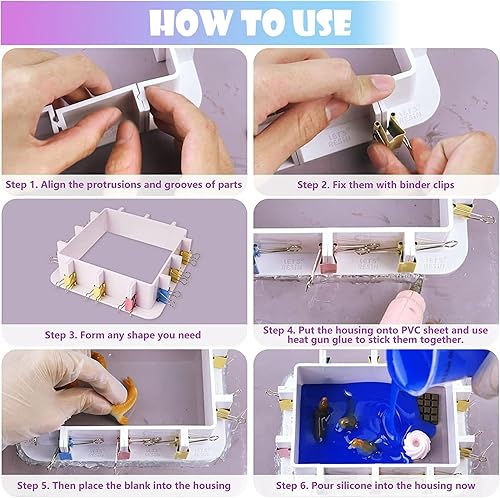 Miniatura 5 de Moldes de resina de silicona con borde ajustable, moldes de resina de silicona ajustables, soporte de borde para moldes de velas, fabricación de