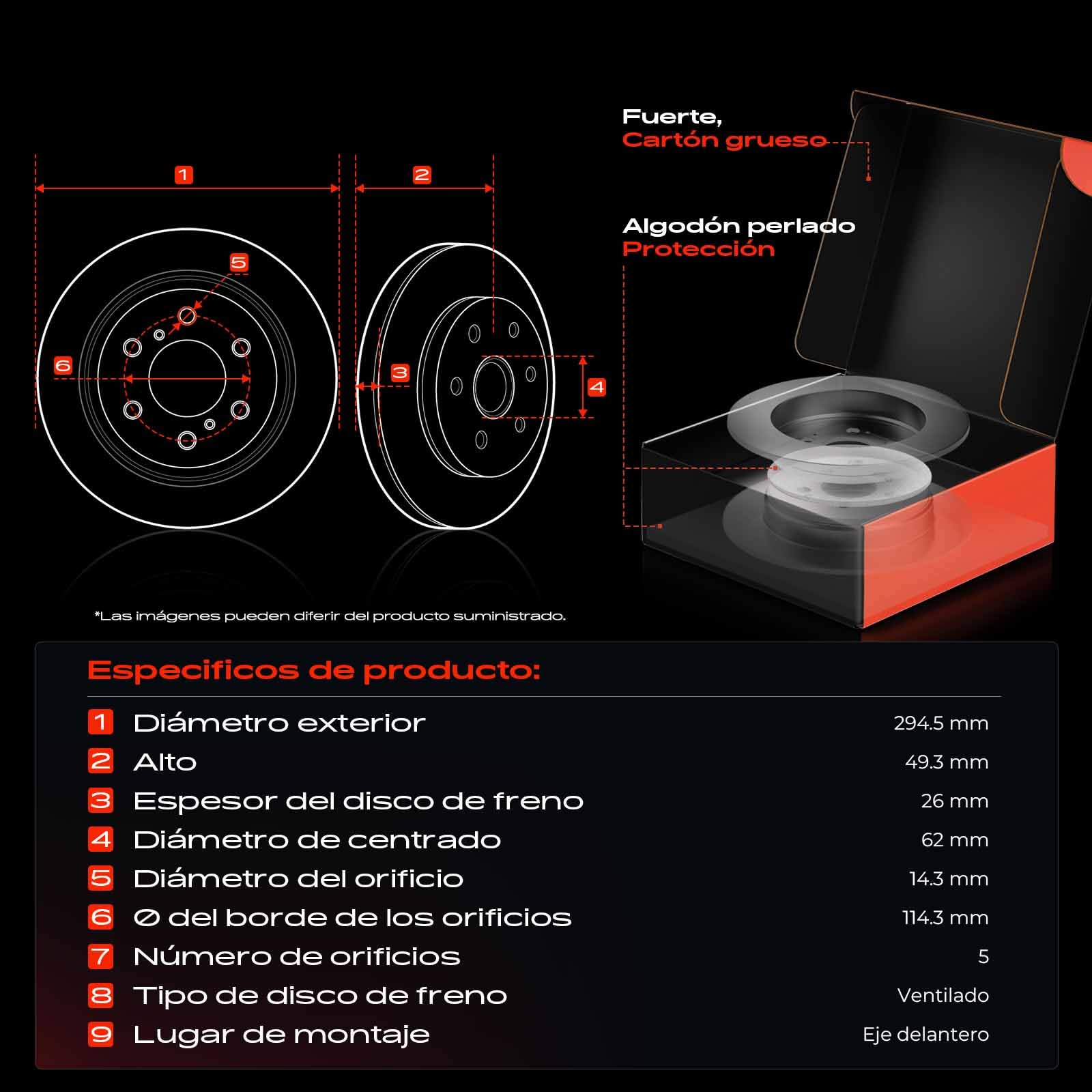 Frankberg 2x Discos de freno + 4x Pastillas de freno Eje delantero Compatible con A.u.r.i.s E15 2.0L 2.2L 2006-2012 A.u.r.i.s Combi E18 2.0L 2013-2015 Verso R2 1.6L-2.0L 2009-2018 Replace# 0446502280