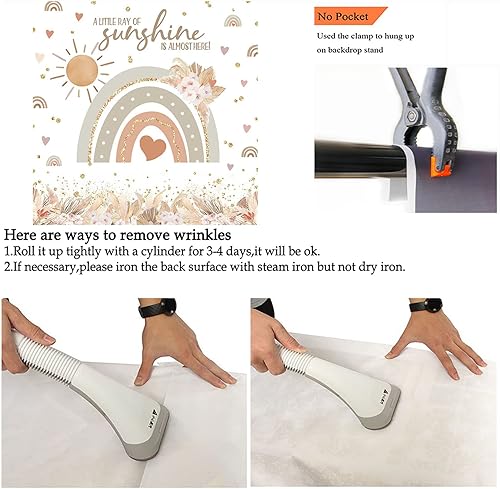 Miniatura 14 de Avezano Telón de fondo bohemio para baby shower, césped de las pampas, fondo bohemio para fotografía de fiesta para niña, arco iris, sol, decoración