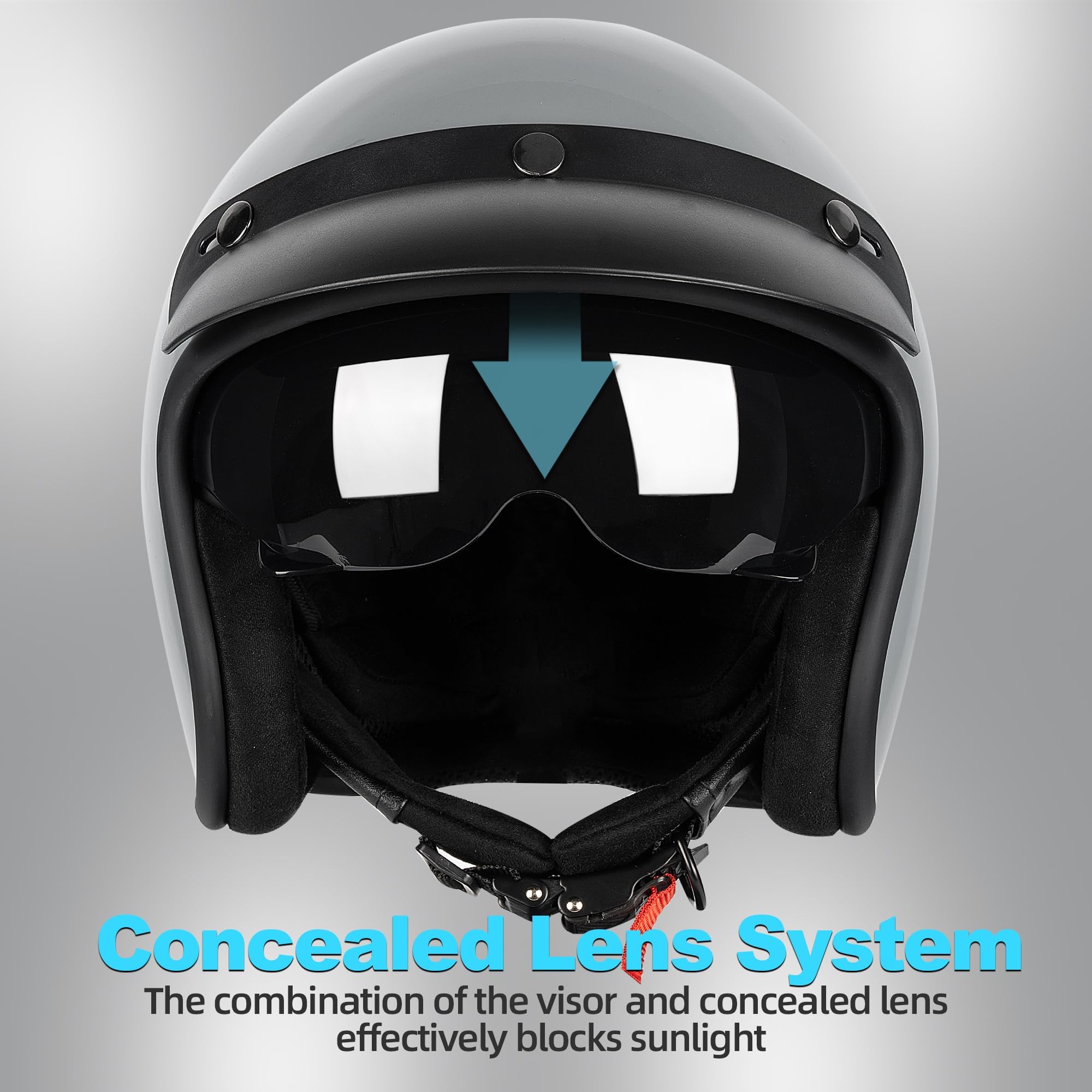 Yesmotor 3/4 Open Face Retro Motorcycle Helmet - Vespa Helmet - DOT Approved - Adults, Unisex