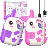 Rechargeable Walkie Talkies Toys for Girls: Unicorn Toys Walkie Talkies for Kids 2 Pack Christmas Birthday Gifts for Grandkids 3 4 5-7 Year Old Girls Age 4-5 6-8 Years Old Stocking Stuffers