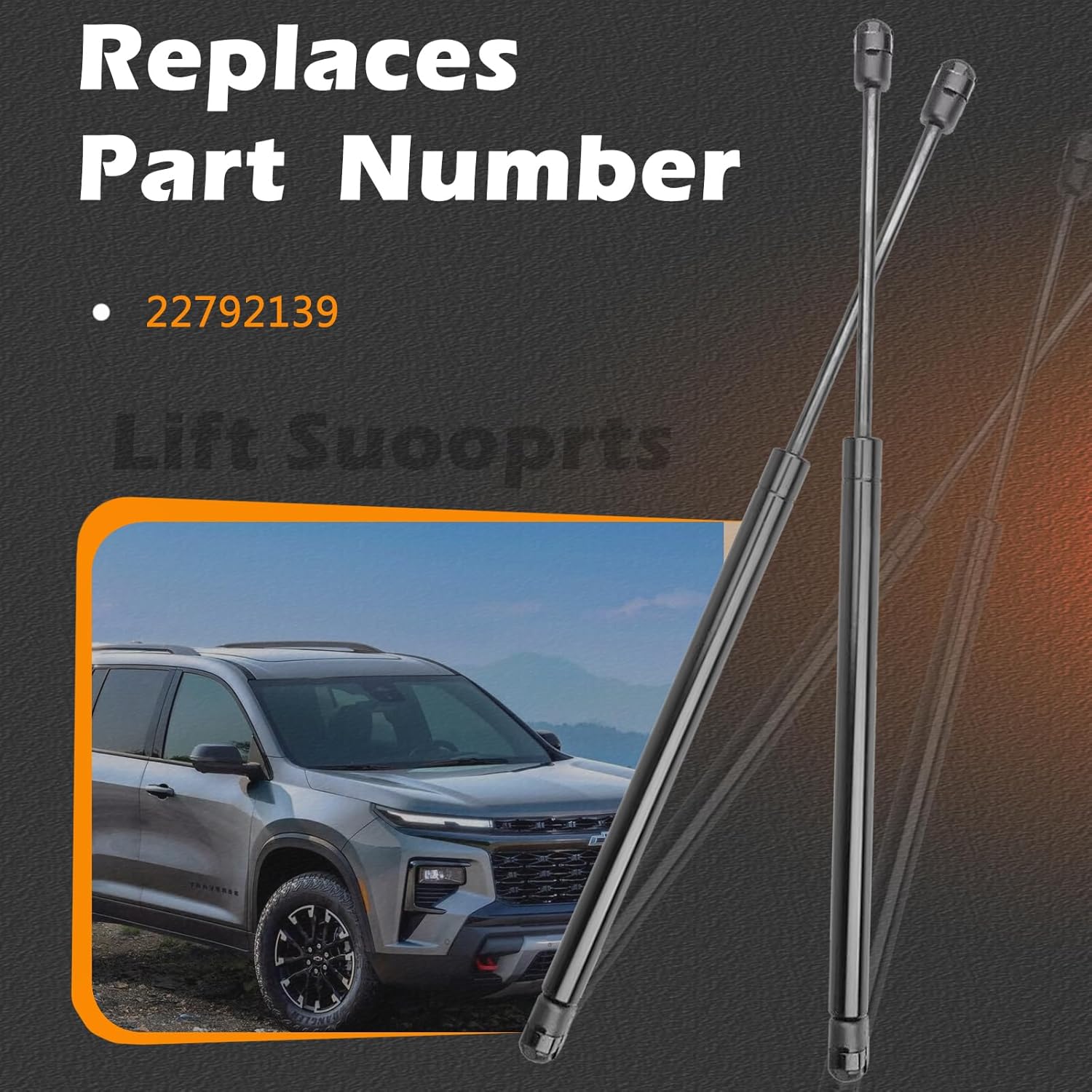 25.8IN 2Pcs Liftgate Lift Support Tailgate Hatch Struts Gas Spring Shocks Rod Fits for Chevrolet 16-20 Suburban / 15-20 Tahoe - for Gmc 15-20 Yukon / 2015 Yukon Xl Replaces 22792139 w/o Power Liftgate